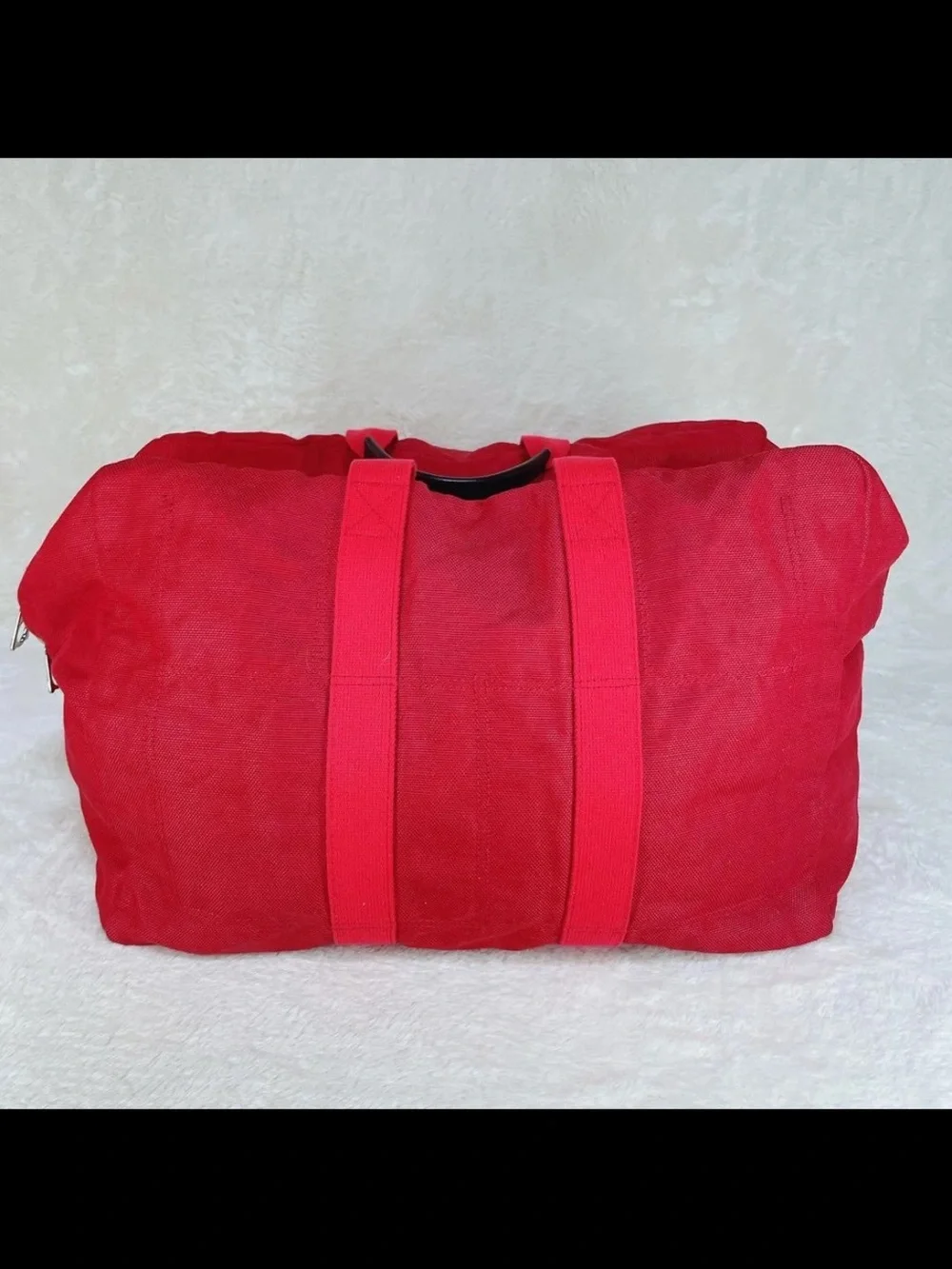Mulberry Red Canvas Duffel Bag